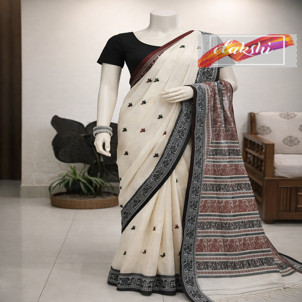 Soft Cotton Hand Work Saree With Blouse Piece - Style: Handwoven