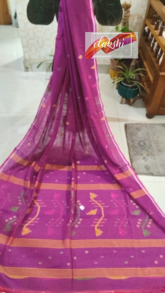 Pink Soft Cotton Hand Woven Saree
