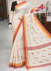 Soft Cotton Hand Woven Saree - Color: Green With Pink Border