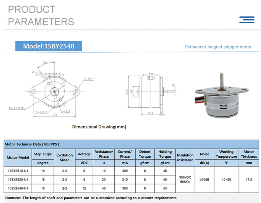 SP-15BY25 15mm Two-phase Four-wire Hybrid Micro Stepper Motor for POS Machine Thermal Printer