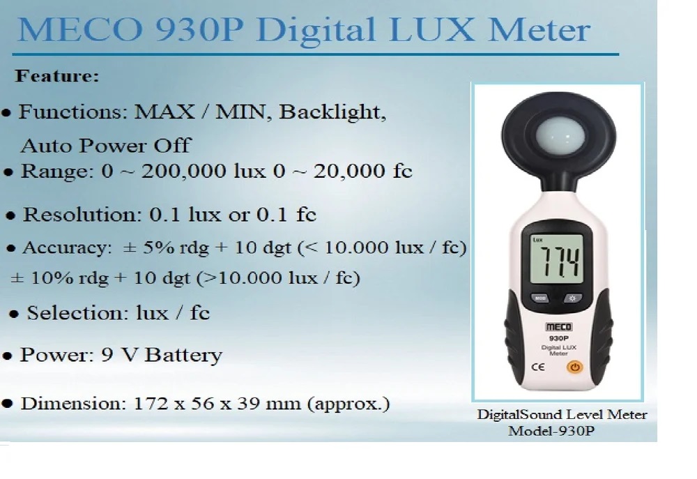 Meco Digital LUX Meter, 930P