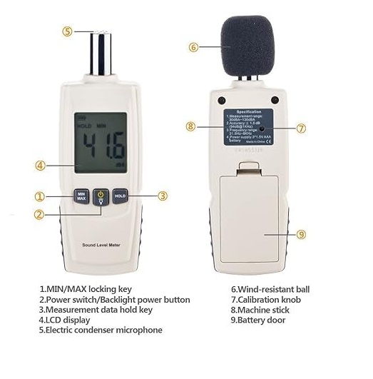 True Sense Digital Sound Decibel Meter Sound Pressure Level Reader Sound Level Meter, GM-1352