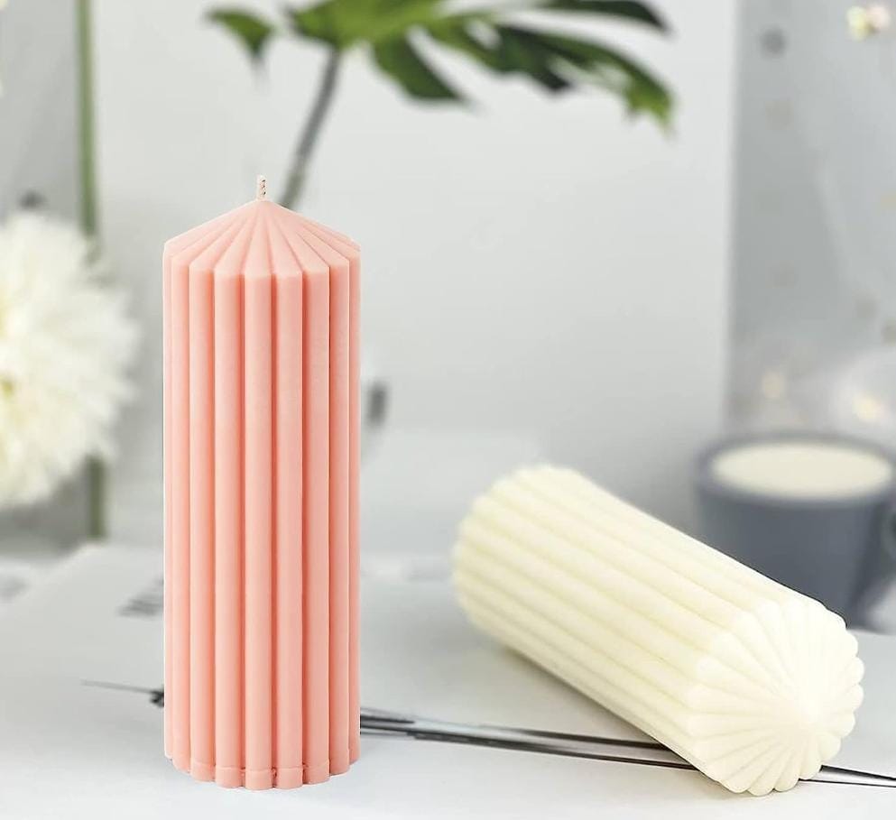 Cylindrical Stripped Candle - Burning Time: 6-8 Hours (Approx.) Hours