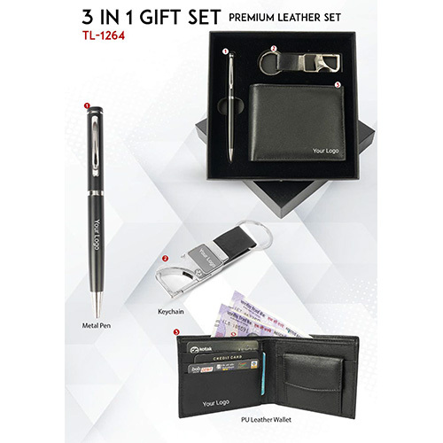 TL-1264 3 In 1 Premium Leather Corporate Gift Set