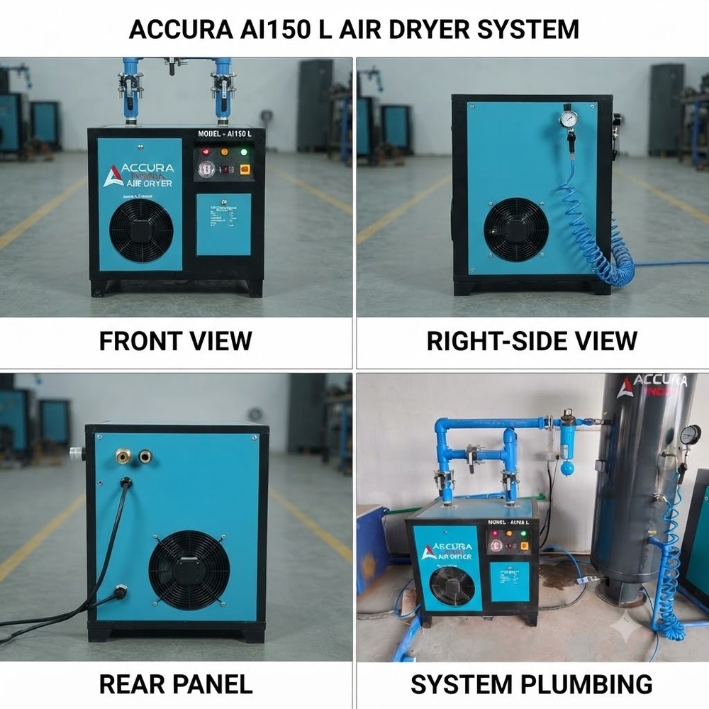 150 cfm Refrigerated Air Dryer - 840x620x980 mm, Air Cooled, Oil-Free, Automatic Controller, Dew Point 3C