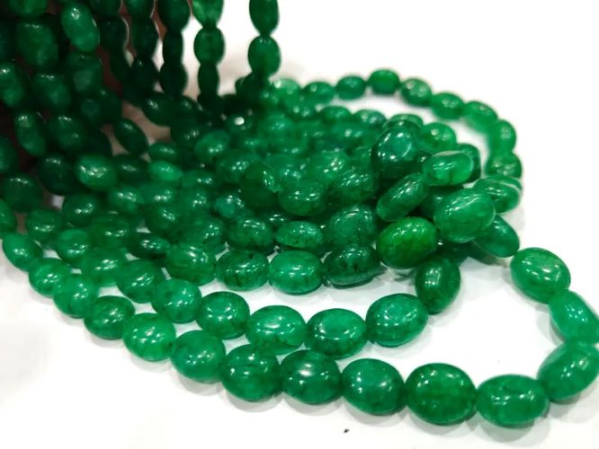 Natural Beryl Emerald Oval Plain Smooth Beads 6x9mm to 9x11mm Strand 8 inch long