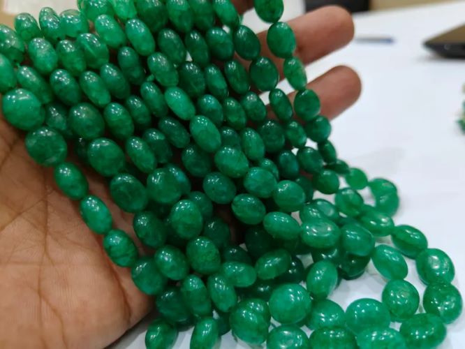 Natural Beryl Emerald Oval Plain Smooth Beads 6x9mm to 9x11mm Strand 8 inch long