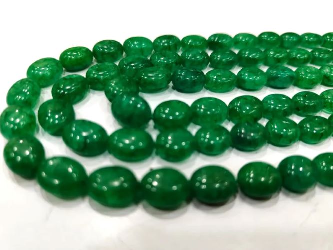 Natural Beryl Emerald Oval Plain Smooth Beads 6x9mm to 9x11mm Strand 8 inch long