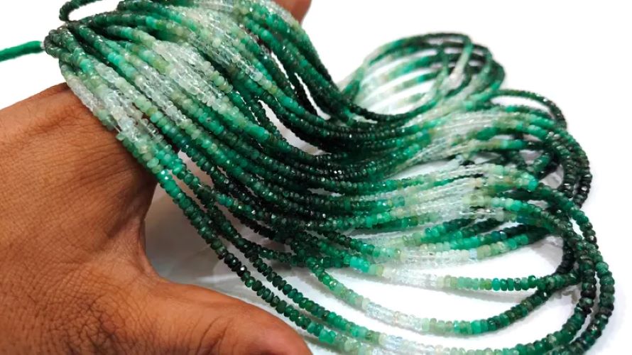 Natural Emerald Shaded Rondelle Faceted Beads Genuine Untreated Emerald 3-4mm Beads Strand 8 inch long