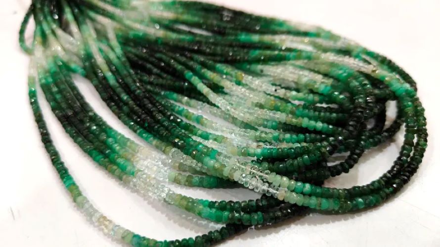 Natural Emerald Shaded Rondelle Faceted Beads Genuine Untreated Emerald 3-4mm Beads Strand 8 inch long