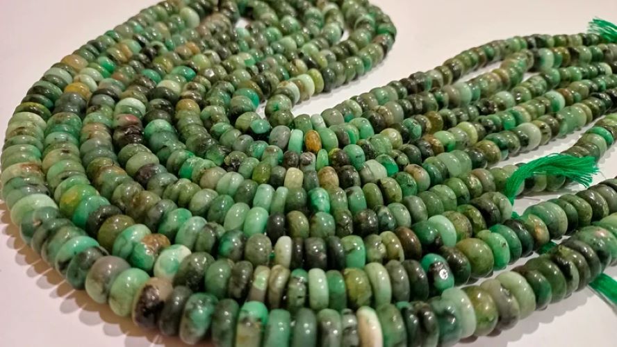 Natural Untreated Emerald Rondelle Plain Smooth 6 to 10mm Beads Sold per Strand 8 Inches Long