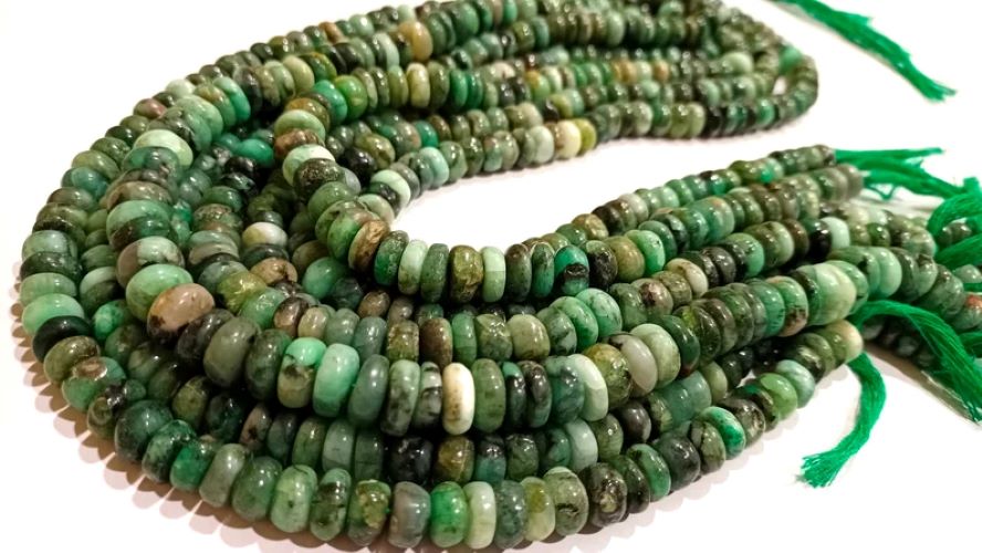 Natural Untreated Emerald Rondelle Plain Smooth 6 to 10mm Beads Sold per Strand 8 Inches Long