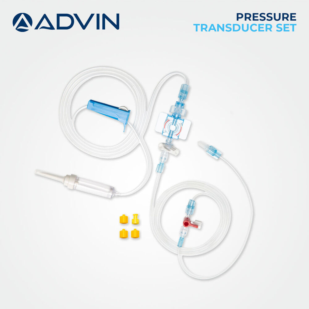 Pressure Transducer Set - Disposable, Precise Pressure Monitoring For Urodynamic Investigations | Includes 3 Way Stopcock, Pre-calibrated Sensors, Straight Flow Design