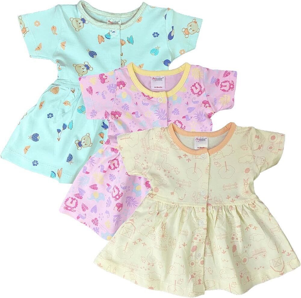 Baby Girls Printed Front Open Frocks