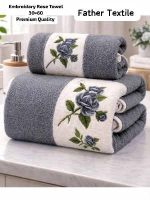 Rose Embroidary soft microfiber towel size 30*60