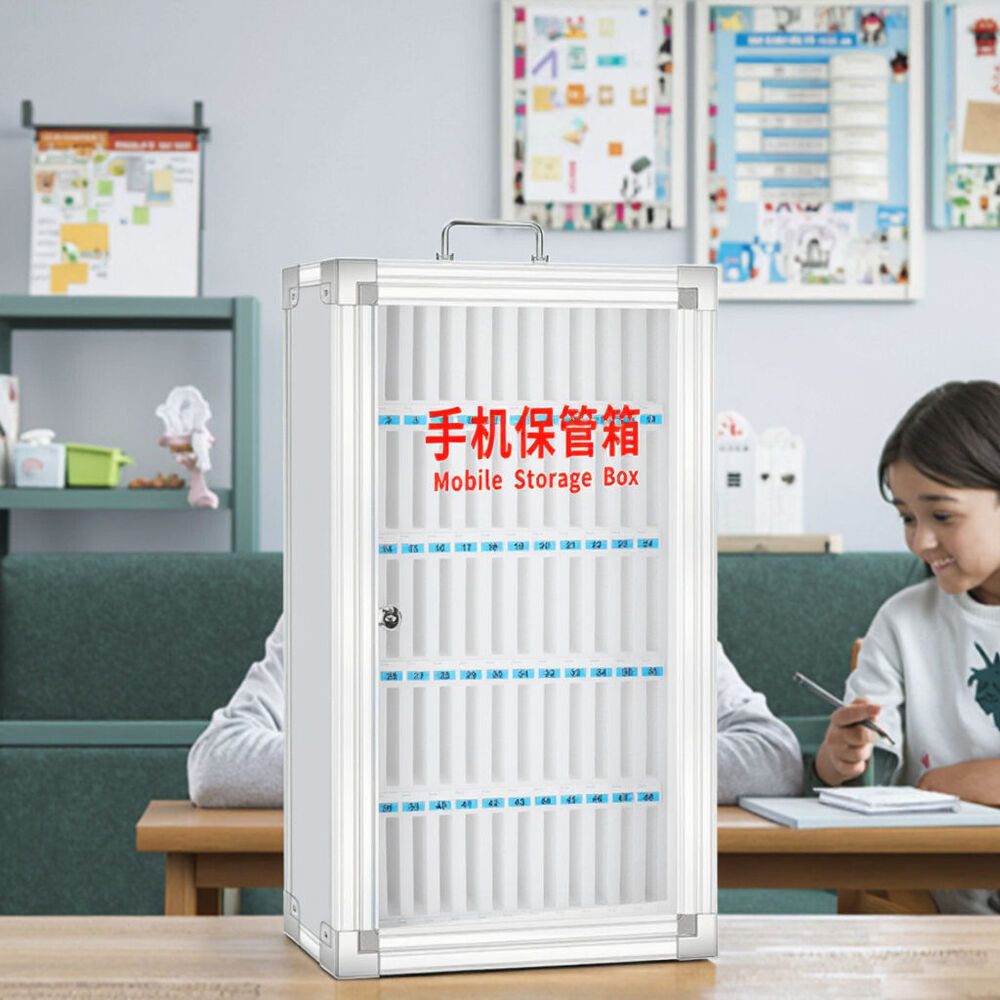 Classroom Cell Phone Jail 12-60 Slots - Polycarbonate or Metal 18x9x2.5 cm Slots Blue/Grey/Custom Padlock or Mechanical Lock