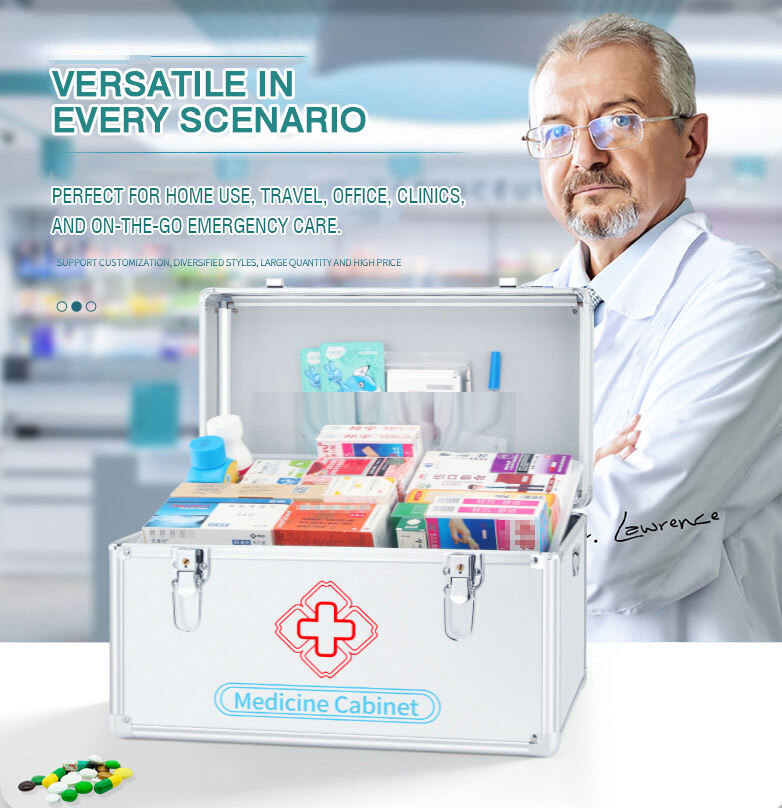 High Quality Aluminium Alloy First Aid Kit Emergency Medical Supplies Storage Box