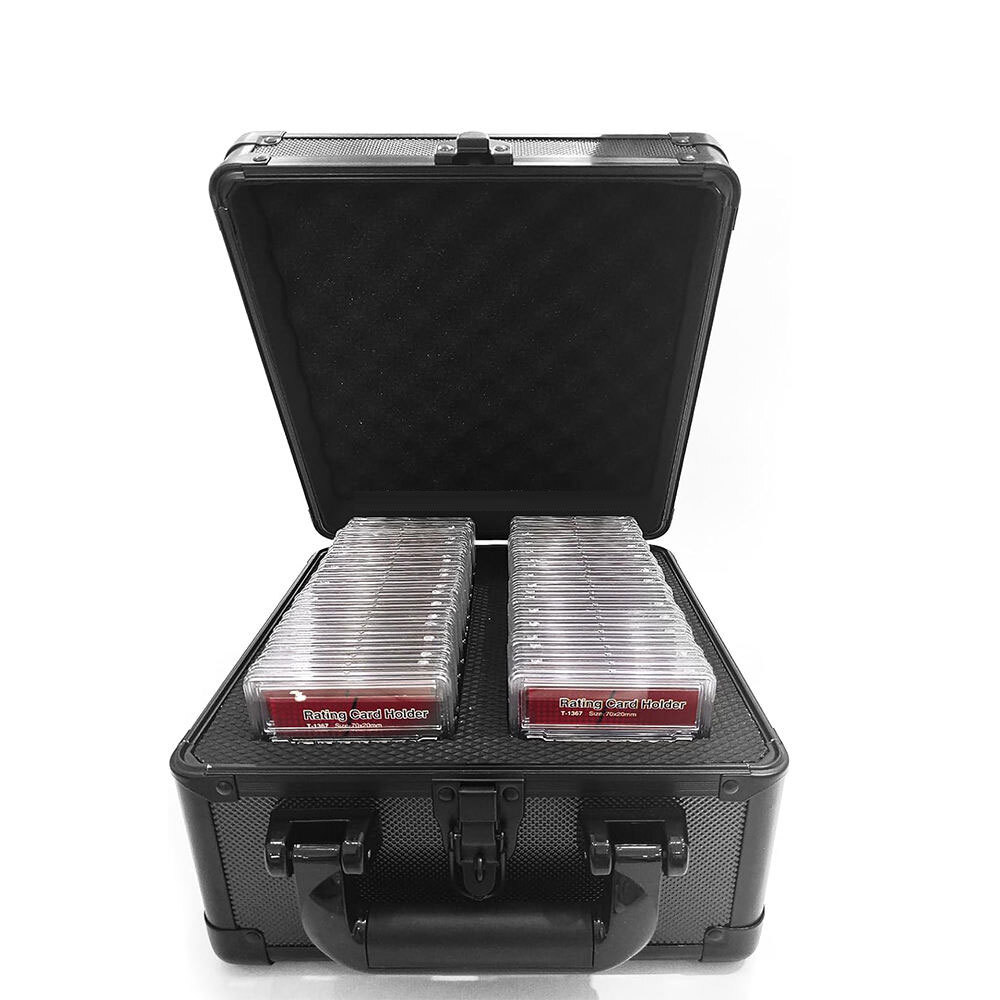 Customizable Aluminum Card Holder Box 2-Row Sports Trading Card Carrying Case