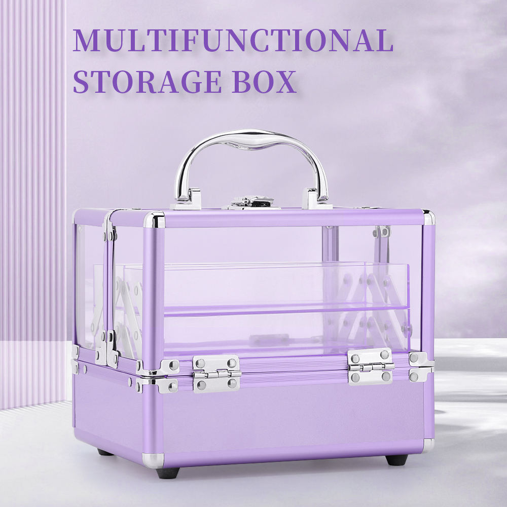 Multi-coloured Makeup Travel Case with 4 Trays