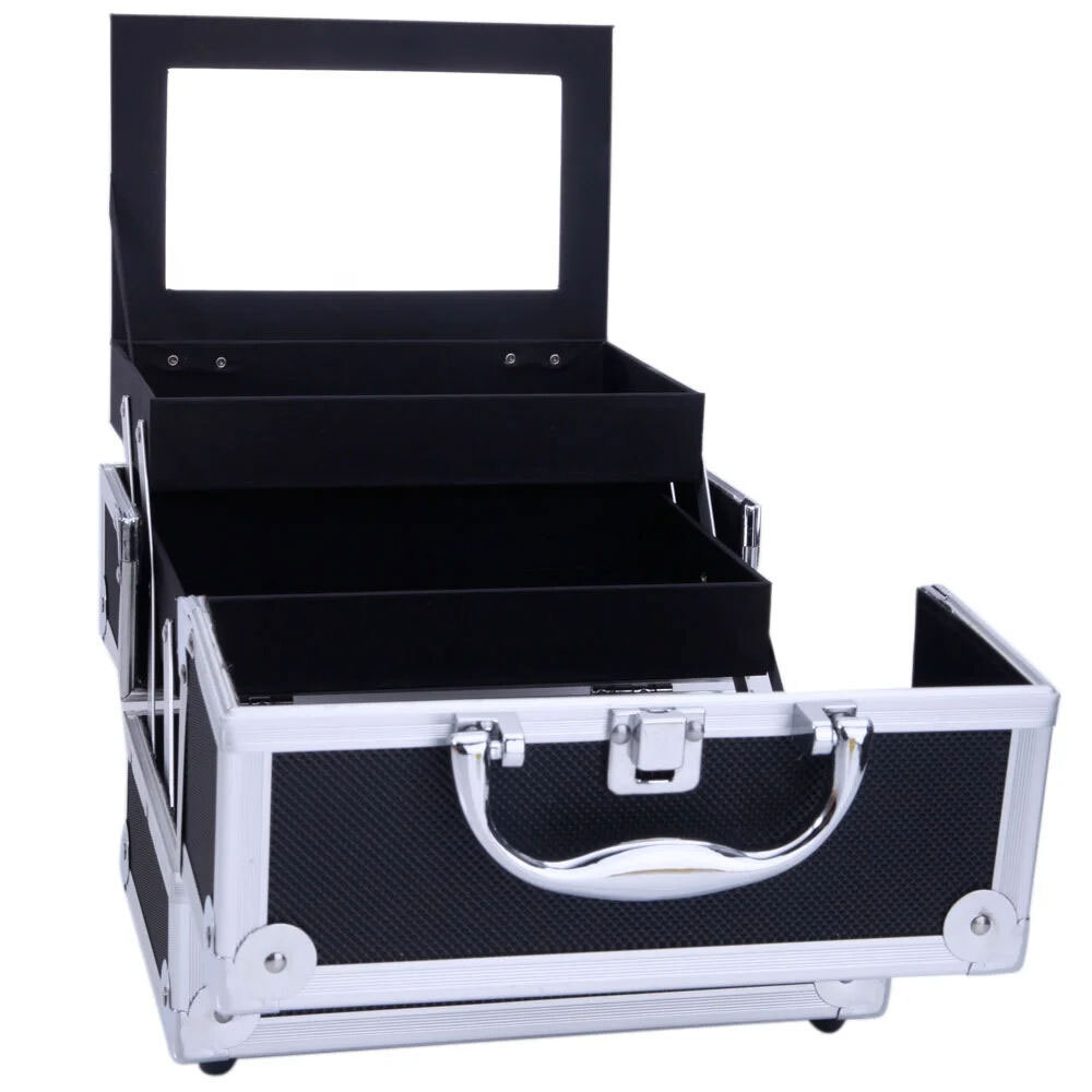 Portable Aluminum Makeup Storage Case Train Case Bag
