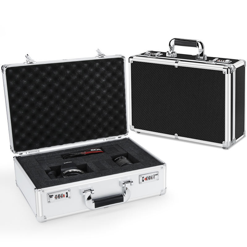 Stock Carrying Storage Hard Aluminum Briefcase With Foam Combination Lock and Key Lock