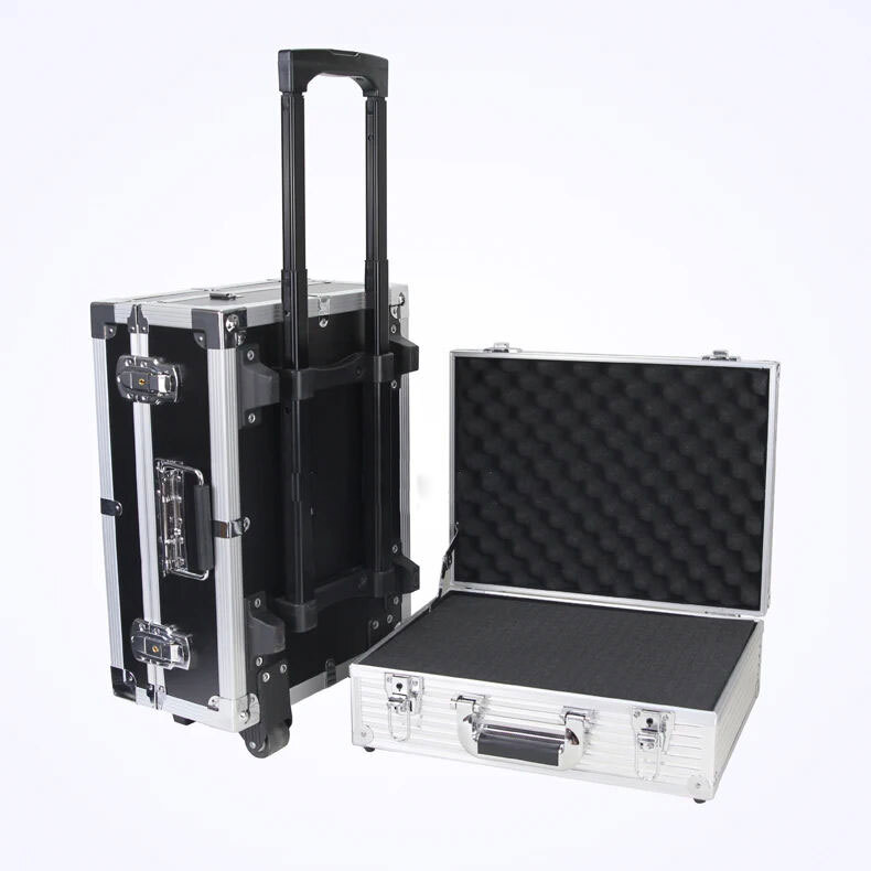 Customizable Large Silver Black Aluminum Tool Carrying Box