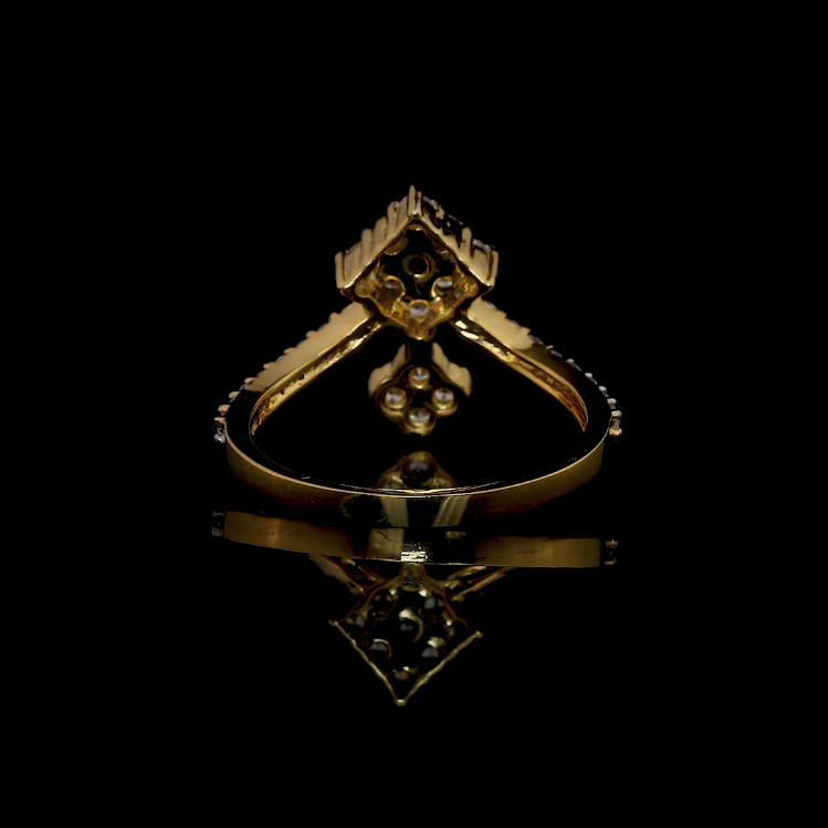 Dual Tone Cluster Diamond Ring with Split Shank & Drop Accent