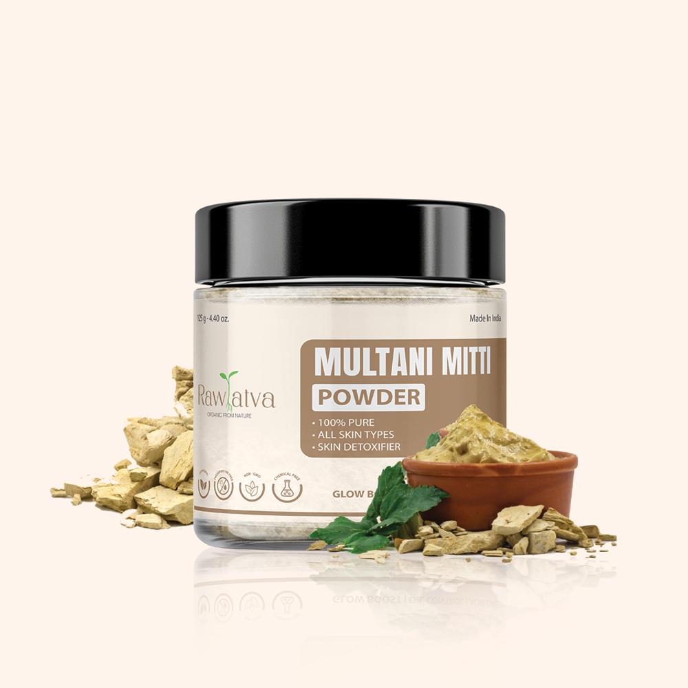 Raw Tatva Multani Mitti Powder For Skin And Hair | Controls Acne & Excess Oil
