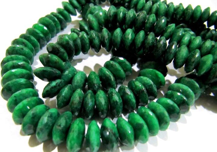 Natural Emerald German Cut Rondelle Faceted Beads 8to12 mm Strand 4 inches Long
