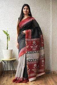 Chanderi Silk Saree - Color: Black
