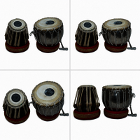 Tabla Pair Instrument - Color: Natural Wood And Polished Metal Finish