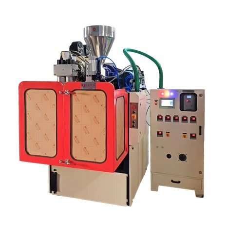 2 Ltr Double Head Single Stage Blow Moulding Machine - Color: Industrial Blue/White
