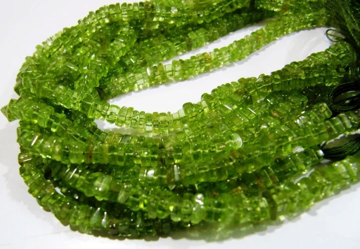 Natural Peridot Beautiful Heishi Cut 3-4mm Size Peridot Beads Length 8 inches