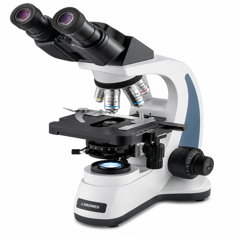 Binocular Microscope With Led Superior - Metal Body, 370x240x390 Mm, White/grey, Led Illumination, Achromatic Objectives, 360â° Rotatable Binocular Head