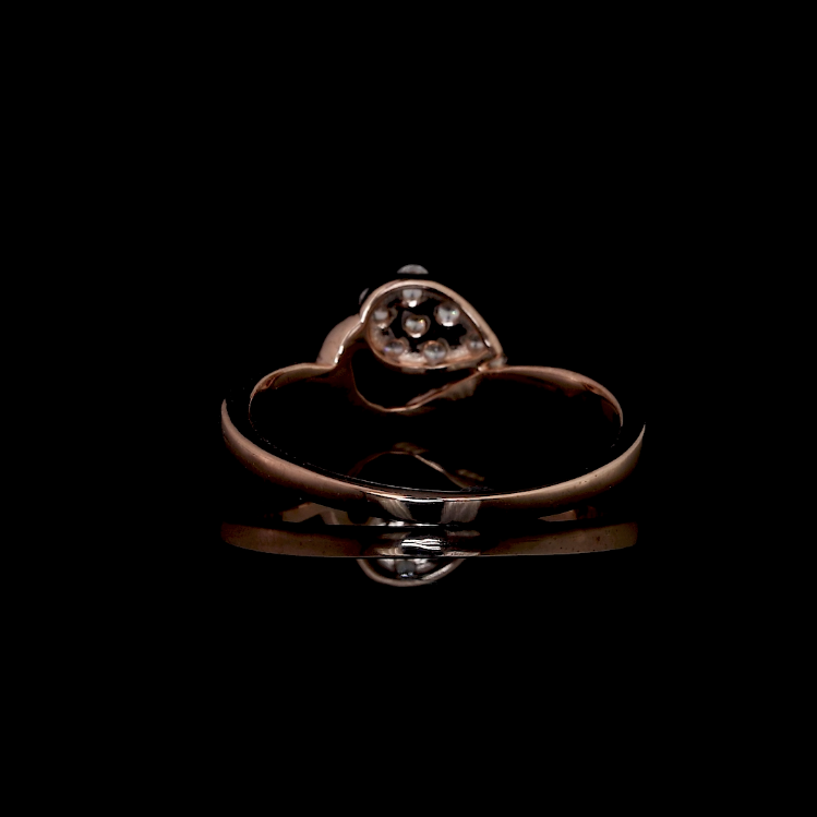 Pear Shape Cluster Diamond Ring with Twist Design in Rose Gold