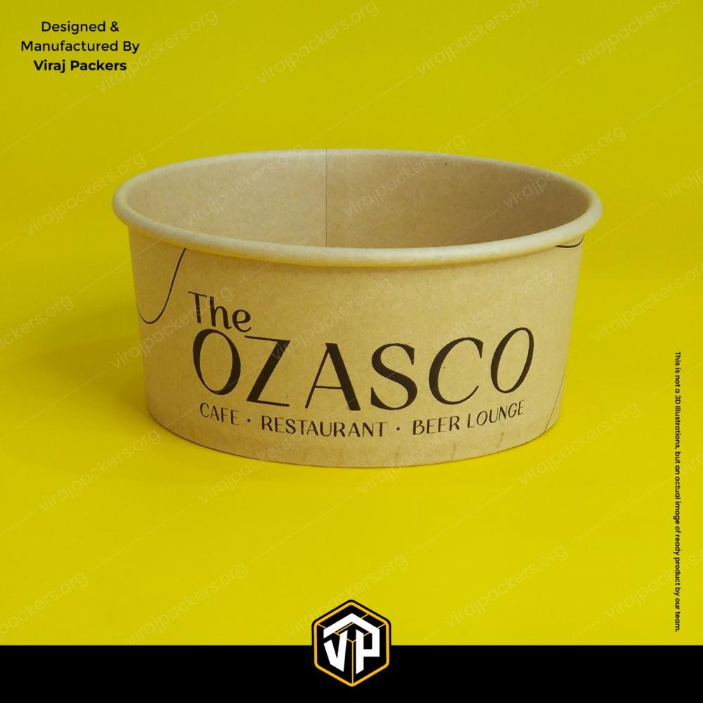 Round Kraft Paper Container With Lid - Color: Single Color