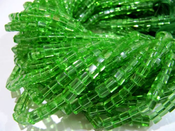 Peridot Hydro Quartz Cube Beads 5mm Size Smooth Box Shape Beads Length 10 inches long