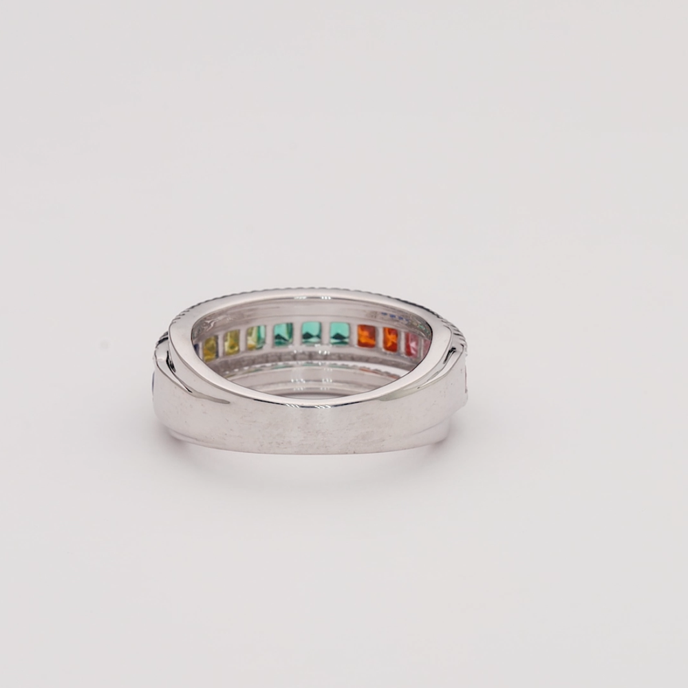 Multi-Color Rainbow Diamond Band with Micro Pave Setting