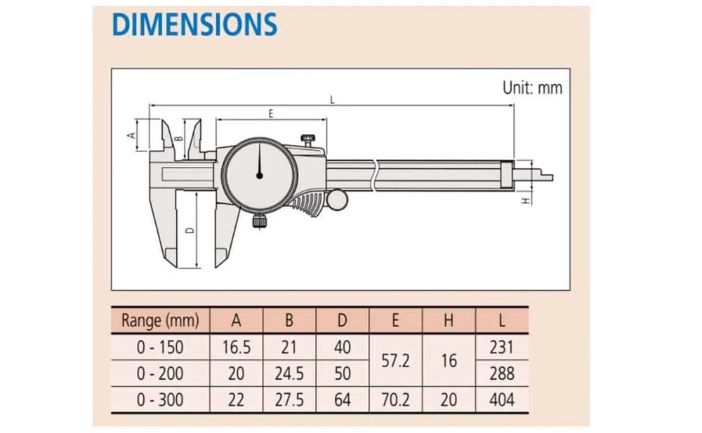 Mitutoyo 505-731 Dial Vernier Caliper 0-200mm, Vc-18
