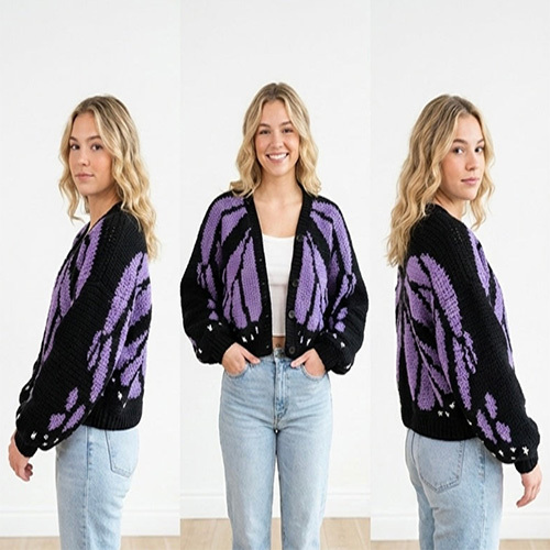 Purple Real Butterfly Cardigan