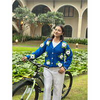 Andria Navy Cardigan - Color: Blue With White & Green