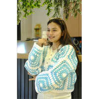 Snow Boarding Cardigan - Color: Sky Blue & White