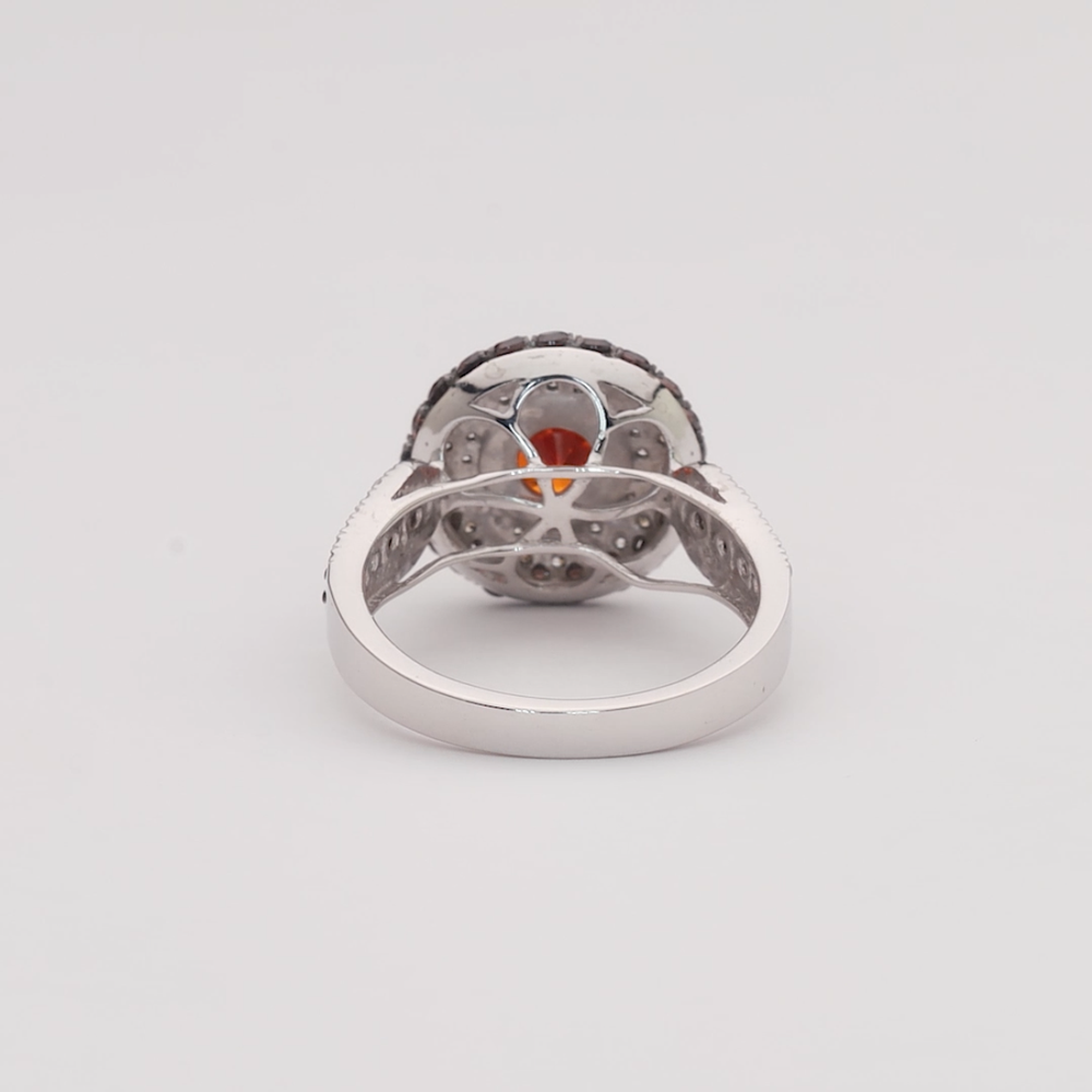 Sunset Ember Double-Halo Spessartine Garnet Ring