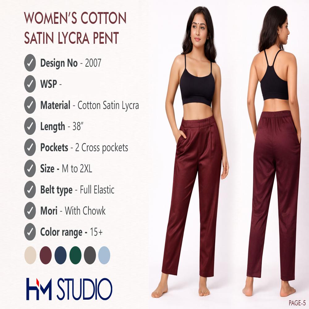 WOMENS COTTON SATIN LYCRA PANT