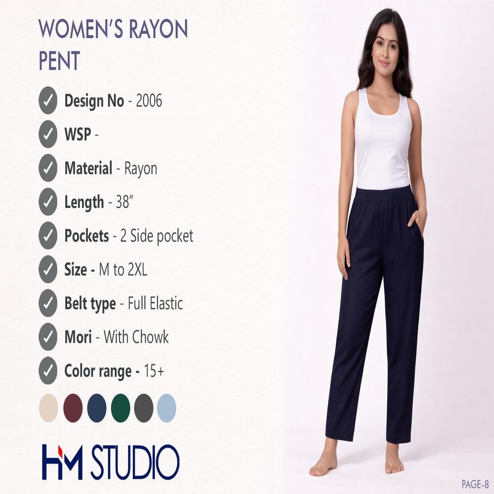 Womens Rayon Pants - Color: All