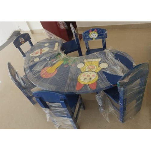 Wooden Moon Table With 6 Chairs