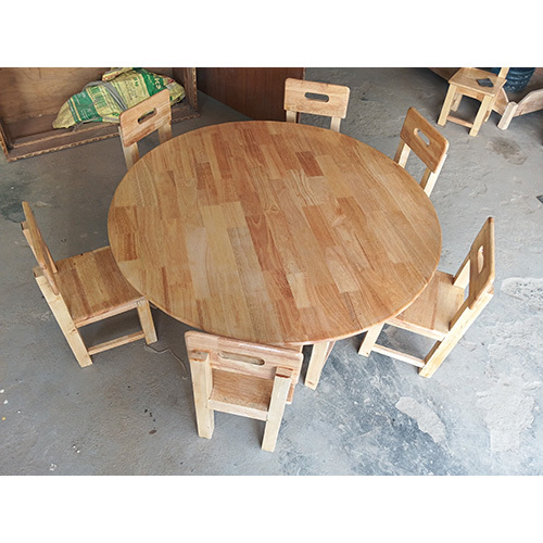 Rubber Wood Round Table With 6 Chair