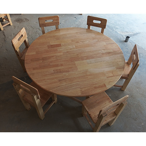 Rubber Wood Round Table With 6 Chair