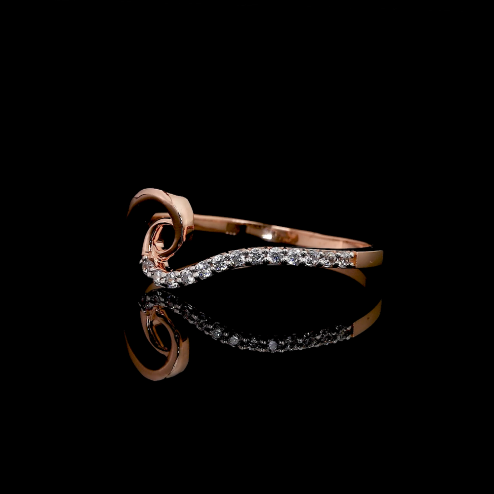Rose Gold Ribbon Swirl Diamond Ring