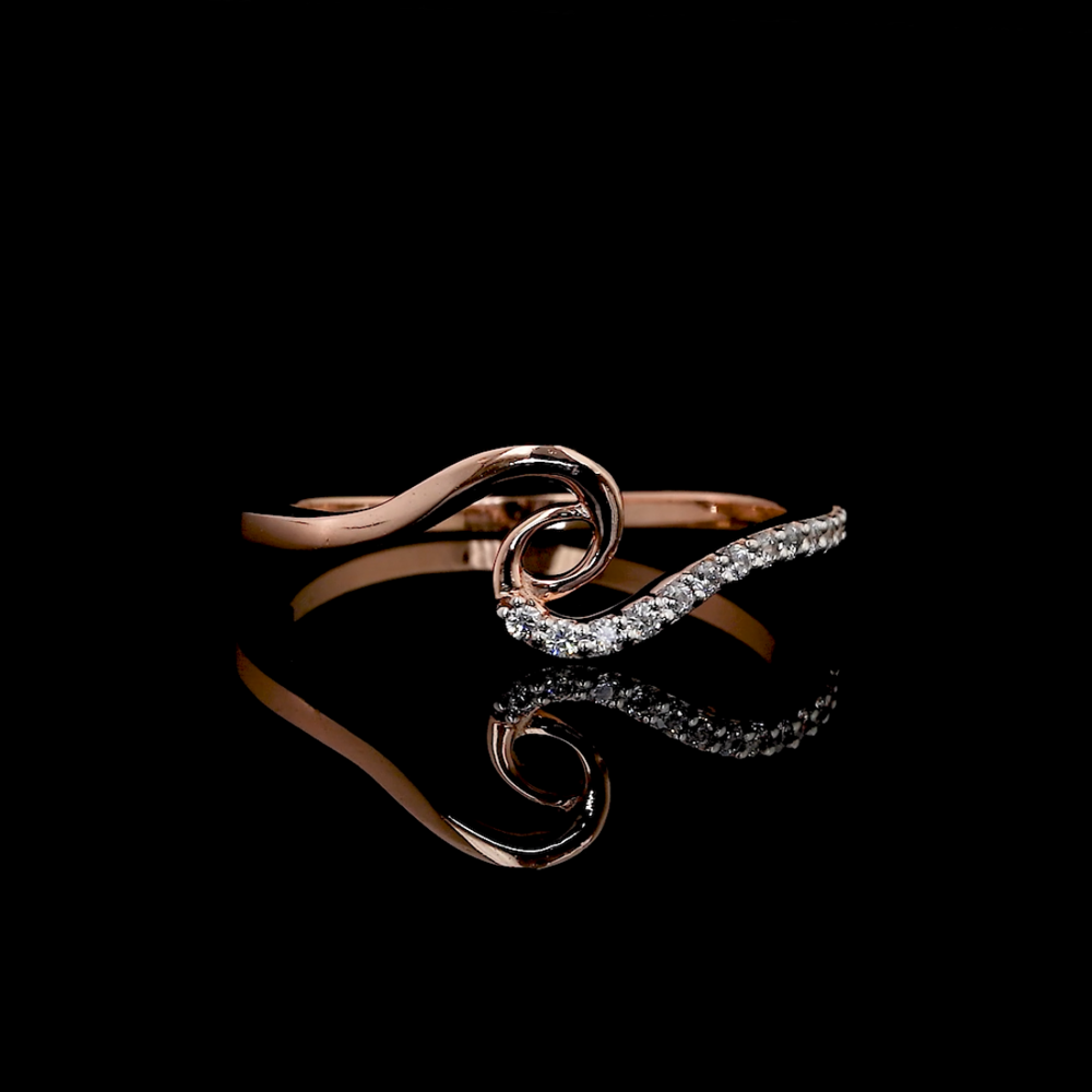 Rose Gold Ribbon Swirl Diamond Ring